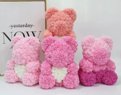 Factory Wholesale 16 Inch 40 cm Rose Bear Valentine Foam Teddy Bear with PVC Box