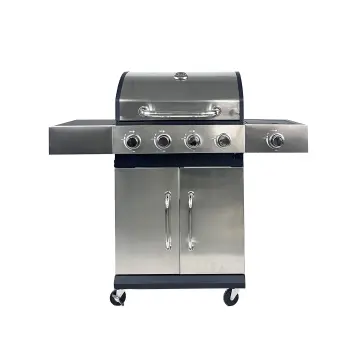 4 Burner+1 Side Burner Gas BBQ Grill with Cabinets Wheels Stainless Steel BBQ Gas grill Barbecue