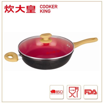 28cm Turkey type forged aluminium saute pan with color ceramic coating