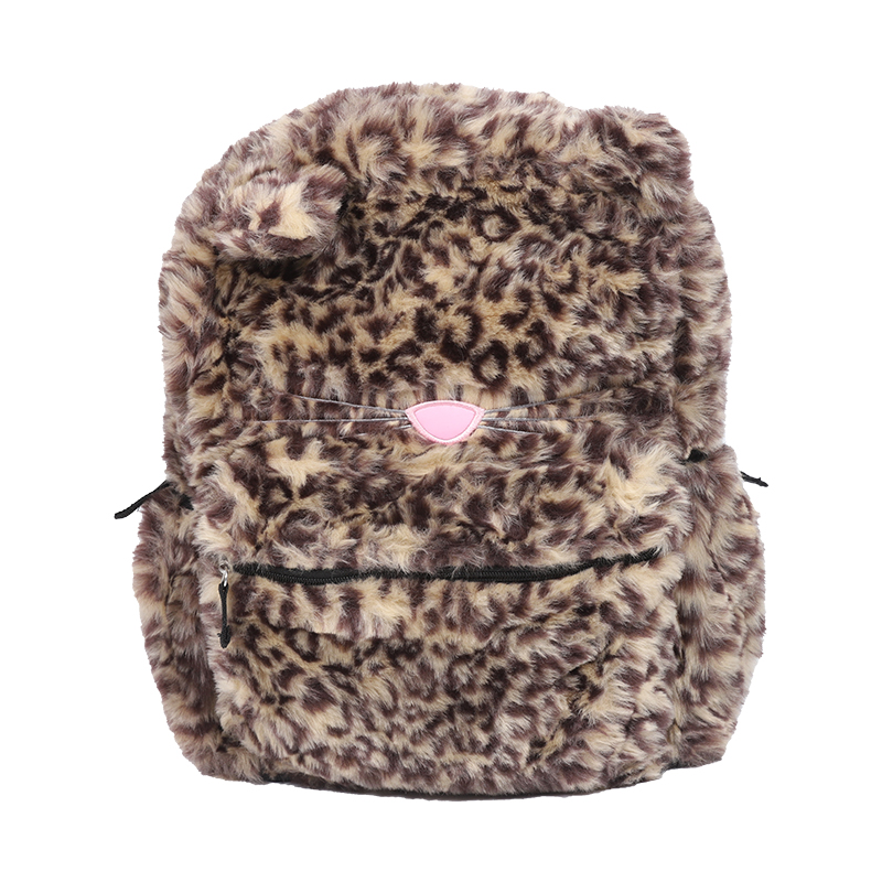 Faux Fur Sackepack Cheetah Print Pattern Kids Enfants Sac à dos en peluche