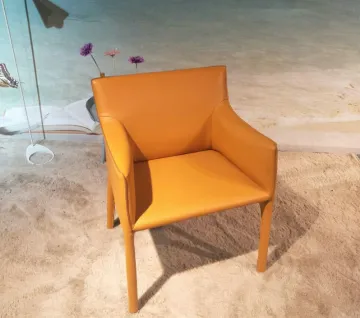 Upholstery saddle leather dining chair by EOOS