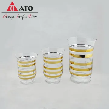 Clear Painting Tumbler drinking glass with Golden