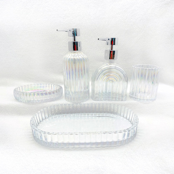 Transparent corrugated bath set glass bottle