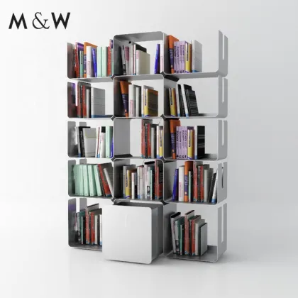 M&W Portable Modern Metal Bookcase for Office