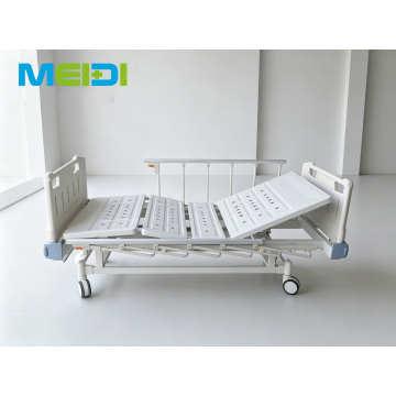 L Type Guardrail Double Crank Hospital Bed With Central Brake And Anti-collision Wheel