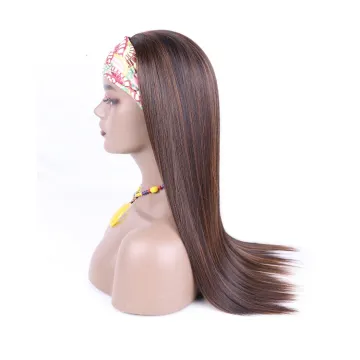 Julianna Afro Synthetic Kinky Straight 22 Inch Water Wave Short Jerry Curl Kinky Curly Headband Wig With Headband Bangs Attached