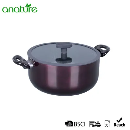 Pressed Aluminum Marble Interior Silicone Rim Lid Casserole