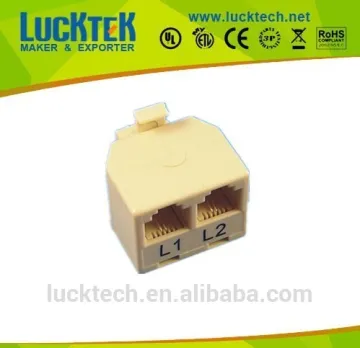 SINGLE PLUG TO DUAL US JACK TELEPHONE COUPLER