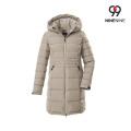 Parka de mujer con aspecto de plumón y capucha.