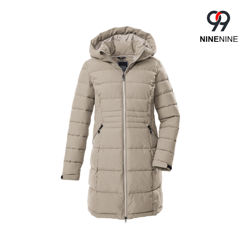 Parka de mujer con aspecto de plumón y capucha.