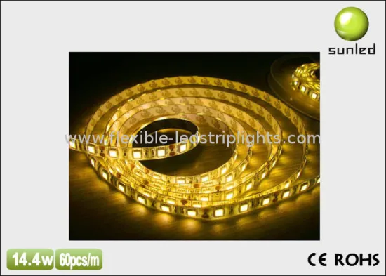 Yellow Waterproof Smd Flexible Led Strip Light 5050 14.4w / M