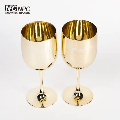 Party Supplies: Pink Rose Gold Plastic Wine Glasses