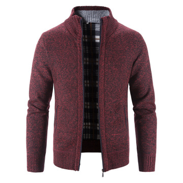 Wholesale Men's Long Sleeve Knitted Fleece Jacket with Zipper for Outdoor Winter Wear