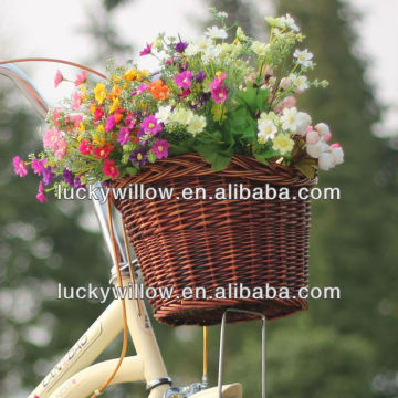 wicker bicycle basket with flower for bicycle (manufacture)