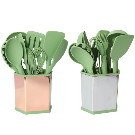 2023 Premium 11-Piece Silicone Utensil Set: Non-Stick Cooking Tools with Wooden Handles - Ultimate Kitchen Accessory Collection