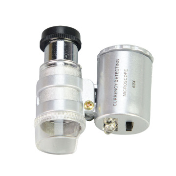60X Mini Portable Microscope with UV and LED Light - Pocket Size Handheld Microscope for Jewelers & Eye Magnifier