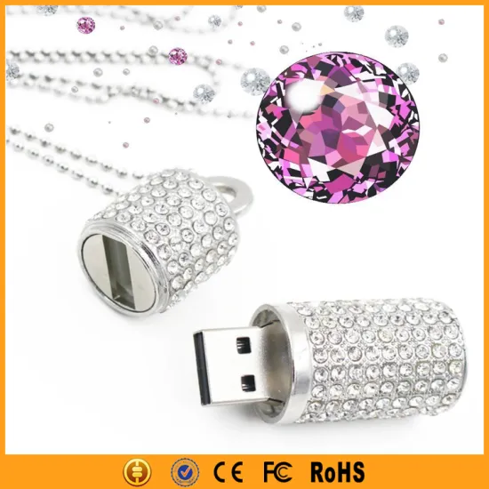 Silver Cylindrical Crystal Pendrive 8GB 16GB 32GB Crystal USB Drive