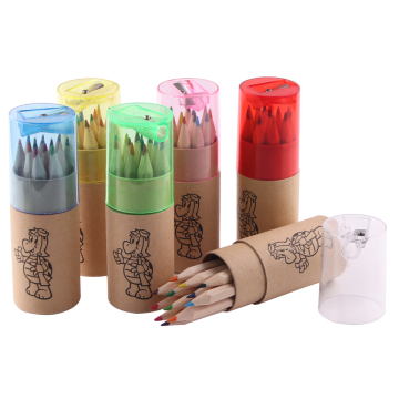 Customized School Holz Minifarbene Stifte 12 Pack Set Box Tube