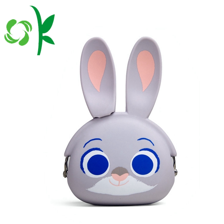 Custom Logo cute Rabbit Silicone Mini Wallet Bag