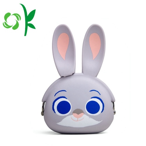 Custom Logo cute Rabbit Silicone Mini Wallet Bag