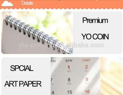 2017 new year calendar hot sale China custom YO coil table calendar with notepad