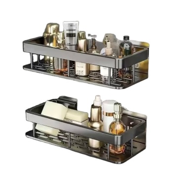 Wand montierte Badezimmerecke Lagerständer-Stanzfreier Raum Aluminiumregal Toilettenstativstativ