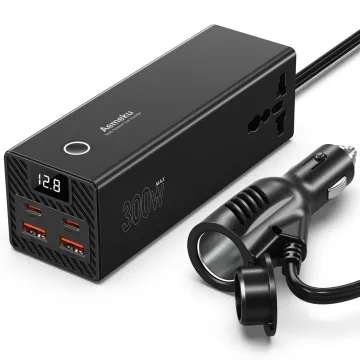 2024 300W Power Inverter 12V/24V to 110V AC Car Converter with 2 AC Outlets and 2 USB Ports