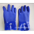 Blue PVC gloves with impregnated sandy Finish 27cm