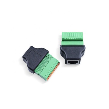RJ50 Male to 10 Pin Screw Terminal Block Network Adapter for CCTV DVR