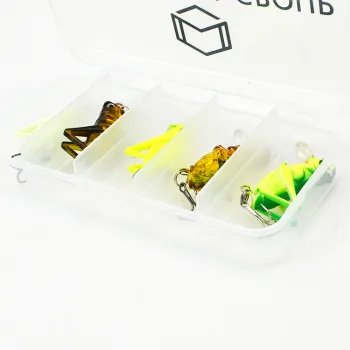 5pcs 38mm Colorful Locust Insect Hard Fishing Bait Lure Set with Tackle Box