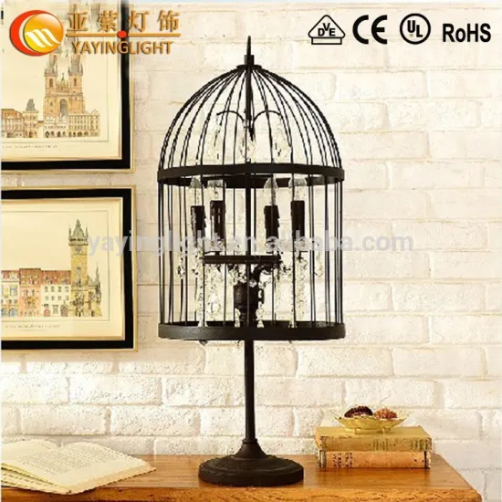 Birdcage LED Table Lamp, iron birdcage metal hanging lantern lamp
