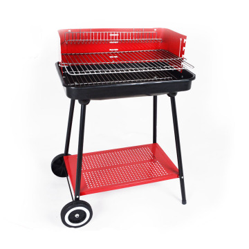 Custom Red Outdoor Trolley Bbq Rectangular Barbeque Charcoal Barbecue Grill