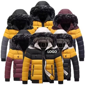 Winter Kapuze -Jacke mit Pelzkragen und Kopfhörer Windbrecher Pufferjacke
