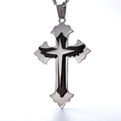 Custom Gold Silver Cross Pendant Cool Mens NeckLace