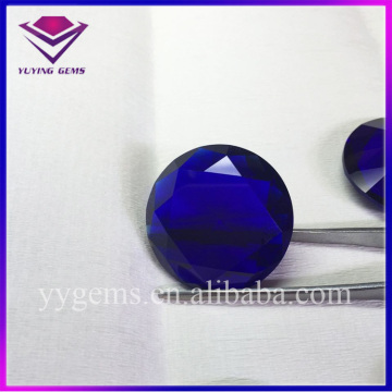 Round Diamond Cut Synthetic Crystal Sapphire Glass Decoration Gemstone