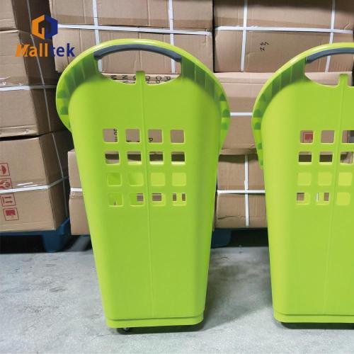 Large Capacity Colorful Plastic Roll Shopping Trolley Basket