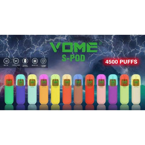 vome s-pod 4500 퍼프 충전식 dsiposable vape