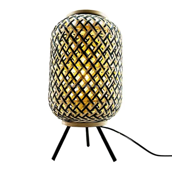 Modern Bamboo Desk Lamp with Vintage Handmade Lampshade and Wooden Base - Model TB0068