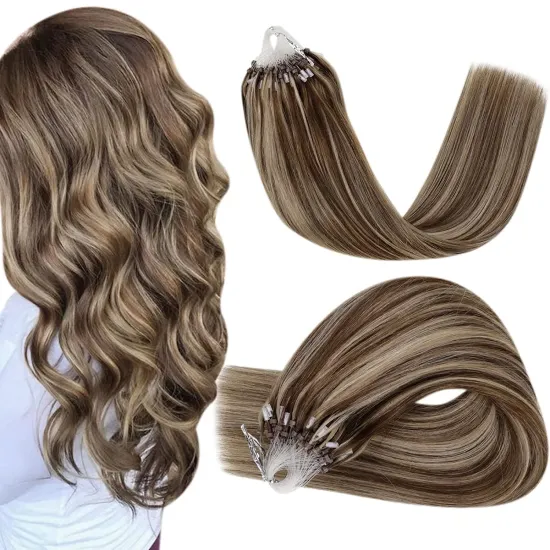 Top selling No shedding and tangle No chemicals Looks natural human loop hair extension loop hair  micro ring hair extensions