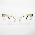 Damen Clear Cat Eye Semi Randless Brille Frames