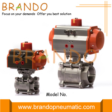 Pneumatic Actuator Three Piece Female Threaded Ball Valve