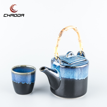 Japanese Rattan Handle 600ml Tea Pot Kettle