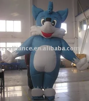 blue cat inflatable movable mascot walking cartoon