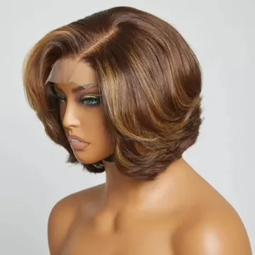Human Hair Lace Front Wig: Cheap Glueless Double Drawn Short Bob for Black Women
