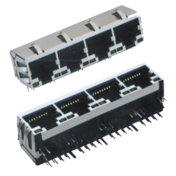 RJ45 1x4p με LED και EMI