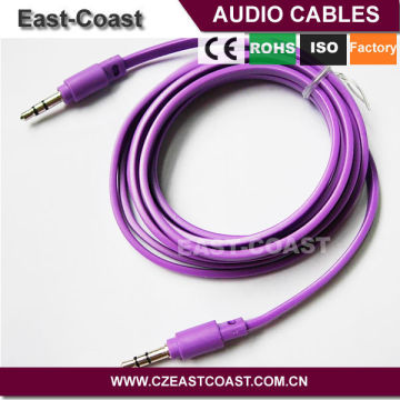 Colorful 3.5mm audio cable flat aux cable