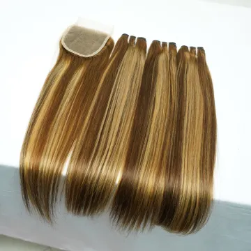 Wholesale Piano P4-27 Indian Human Hair Bundles with Closure - Full Head Kit