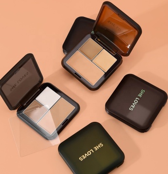 ถาด Contouring 3 สี: ปากกาเน้นข้อความเงาจมูกและจานคอนซีลเลอร์