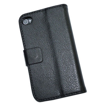 Pu Leather Wallet Mobile Phone Covers Black For Apple Iphone 5 / 5s