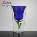 Flower Glass Cup Rose Wine Double Wall Glasses